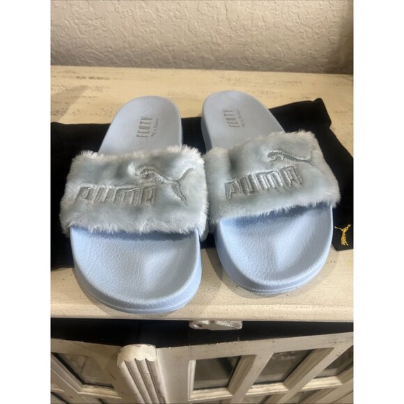 Puma Rihanna Fenty Fur Slide 365772 03 Cool Blue Sandals Women Size 10.5 - Picture 3 of 5